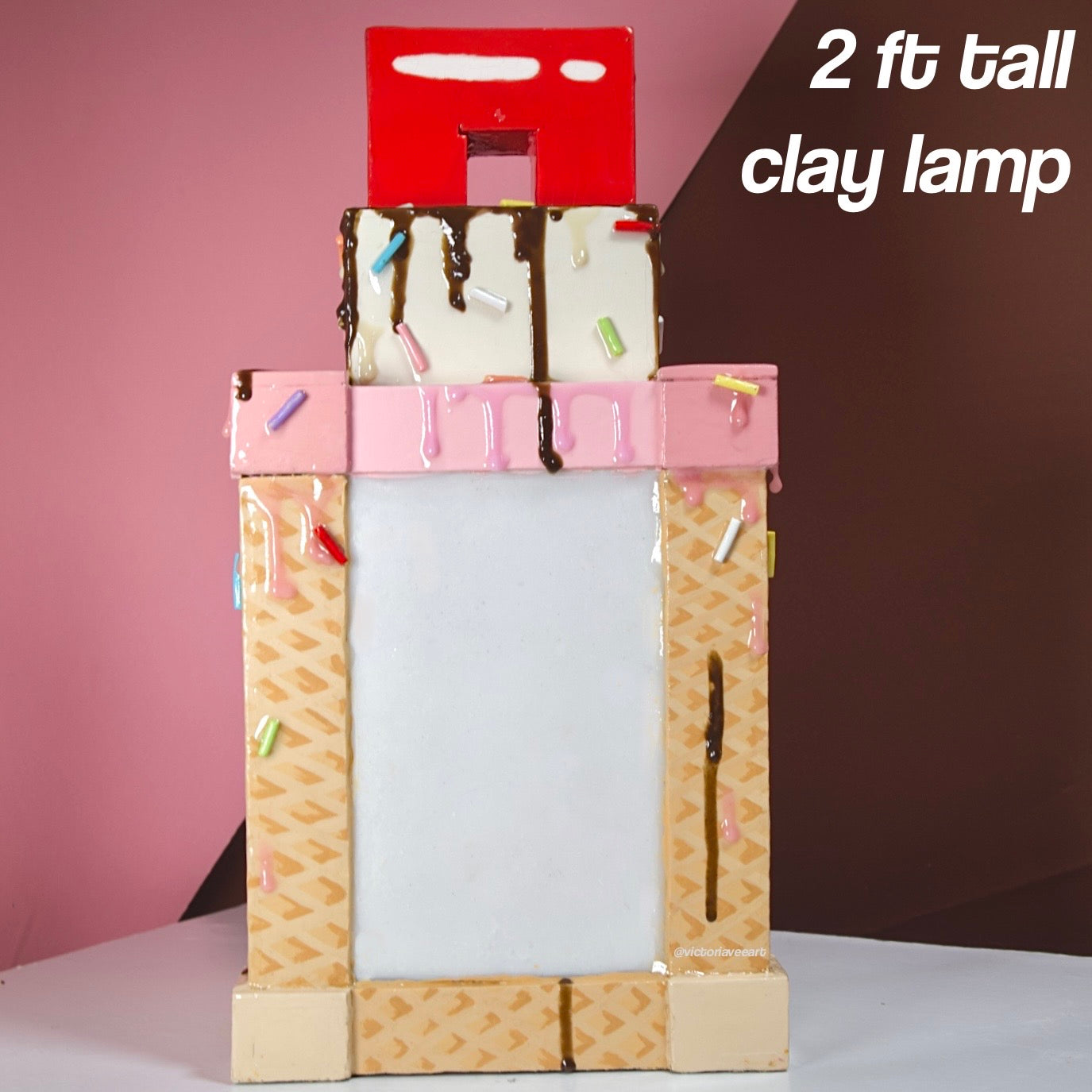 'Neapolitan Classic' Ice Cream Clay Lamp
